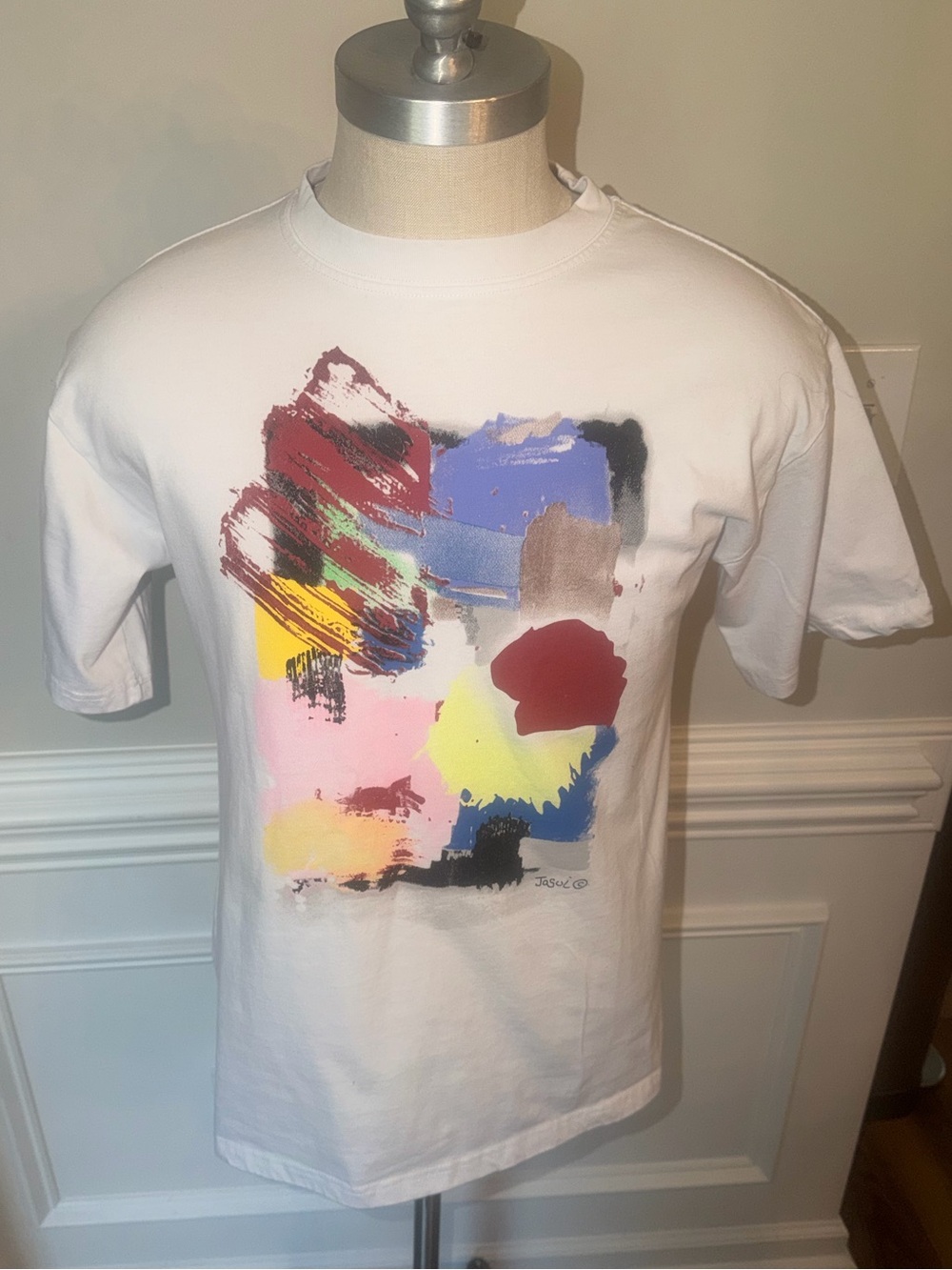 High Quailty Gallery Dept Medium White Short-Sleeve Tee with Multicolor Abstract